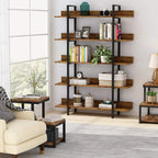 Tribesigns Bookshelf Storage Rack Standing Shelf 5 Tier Industrial Sturdy Bookshelf with Iron Pipe Frame