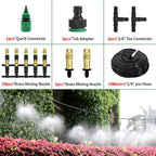 10-30M Outdoor Misting Cooling System 4/7PVC Garden Irrigation Watering Adjustable 1/4'' Brass Atomizer Nozzles Micro Sprinklers