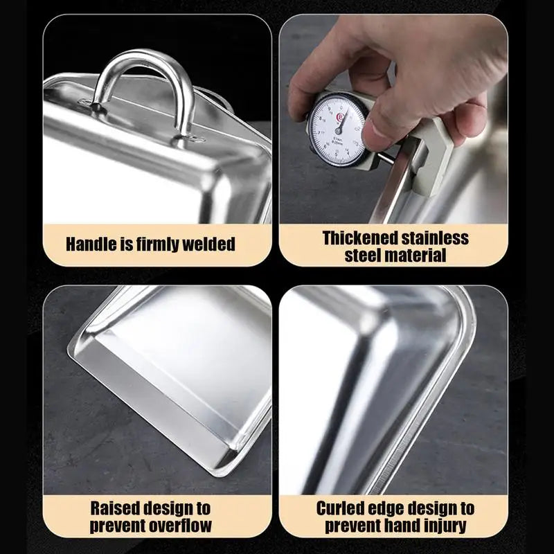 Stainless Steel Dustpan Wide Small Dustpan Heavy Duty Sweepers Portable Metal Sweepers Household Cleaning Tools for Indoor