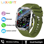 LAXASFIT Outdoor Sports Smart Watch 2.01 inch HD Screen LED Flashlight Bluetooth Talking Smart Watch Men Women Holiday Gift