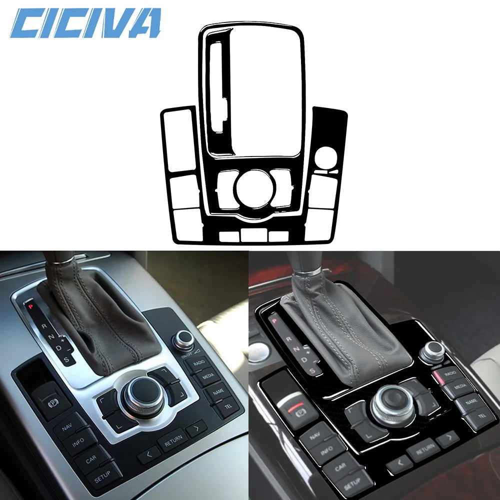 For Audi A6 S6 C6 2005-2011 Piano Black Centre Gear Shift transmission Panel Cover Car inside Trim Accessories Sticker