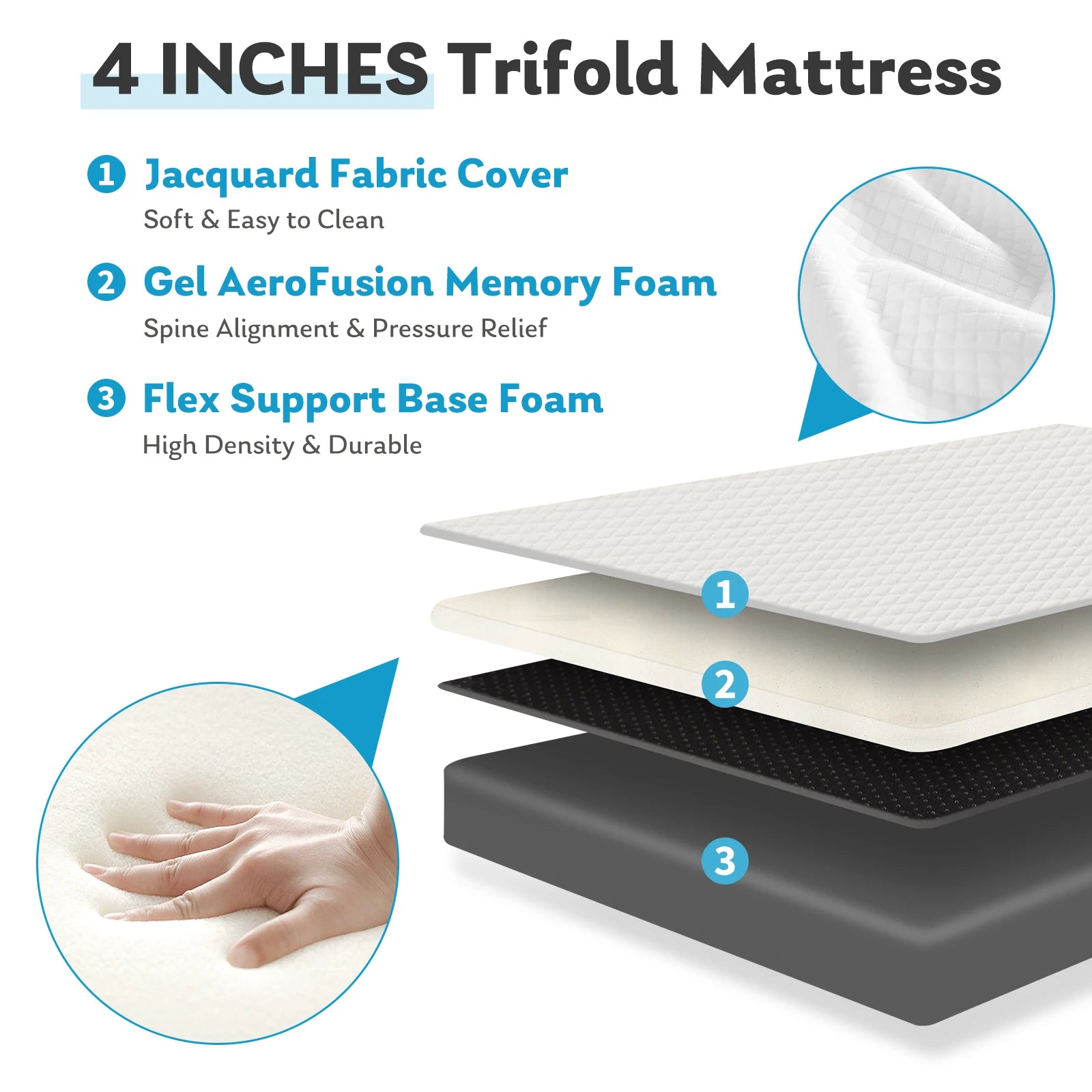 Three-Fold Portable Floor Bed