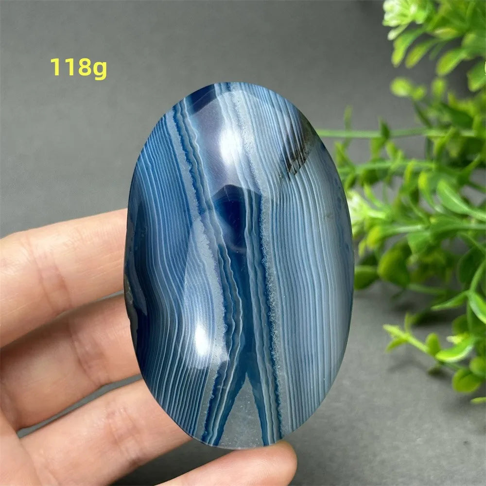 Natural Blue Agate Palm Play Healing Spiritual Meditation Chakra Witchcraft Prayer Energy Feng Shui Home Decor Gift