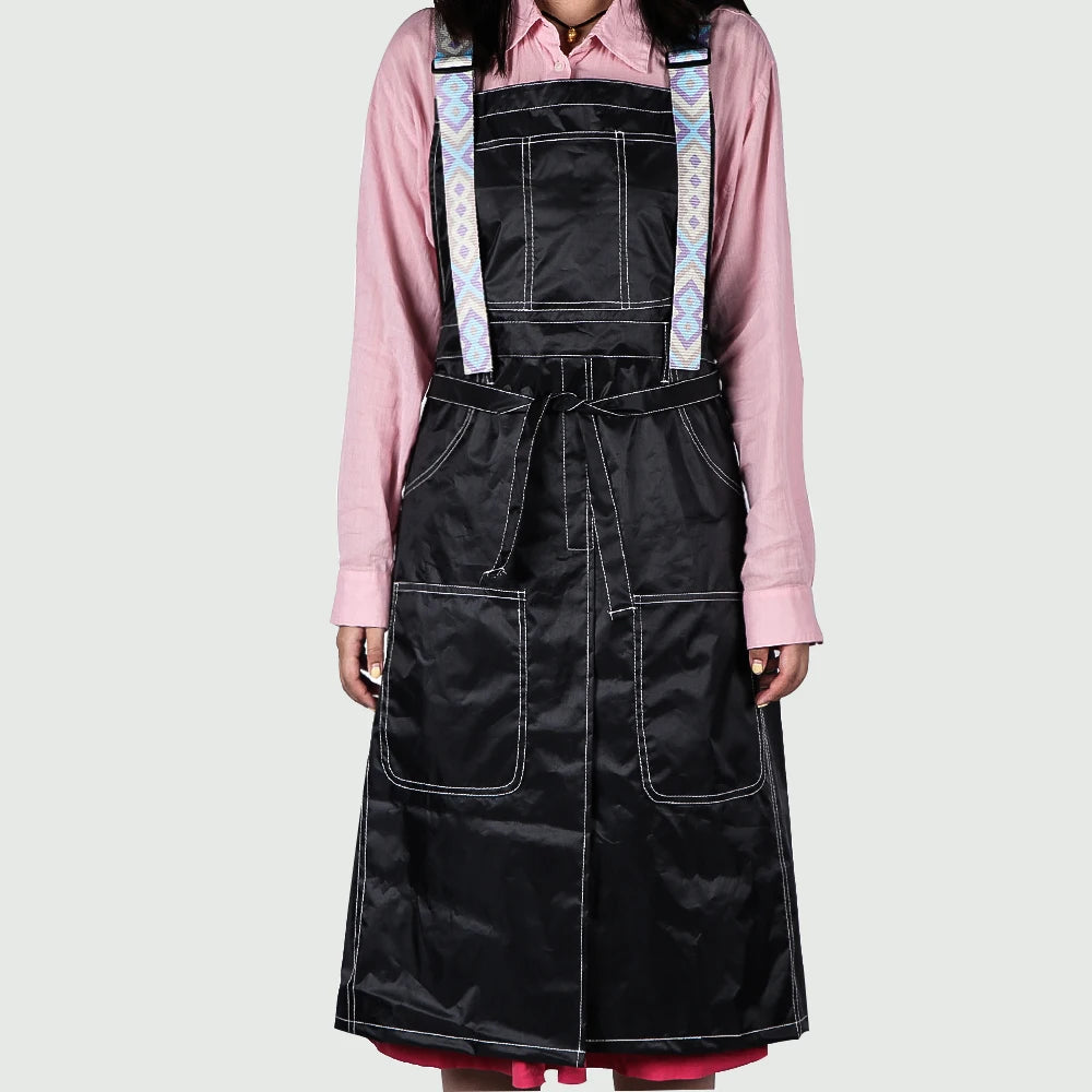 New Trendy Aprons Waterproof Oil Resistant 2 Bags Bibs Coffee Shop Hairdresser Slit Overall Chef Adjustable Nail Salon Apron