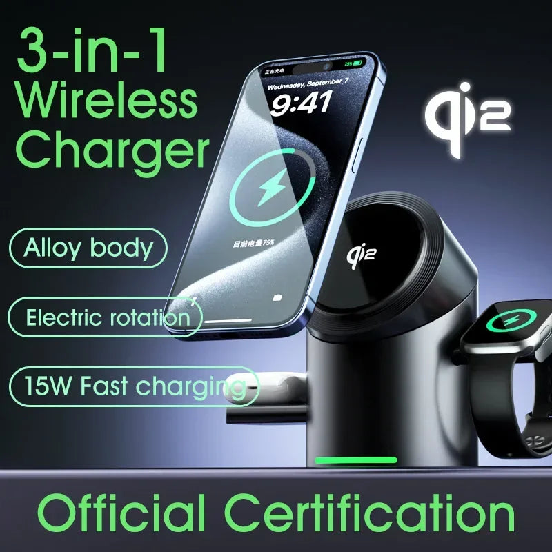Truly Qi2 3-in-1 Magsafe Wireless Charger