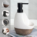 Ceramic Dish Soap Dispenser with Sponge Holder for Kitchen Sink, Empty Liquid Pump Bottle Dispenser Set for Bathroom, 1pcs 450ml