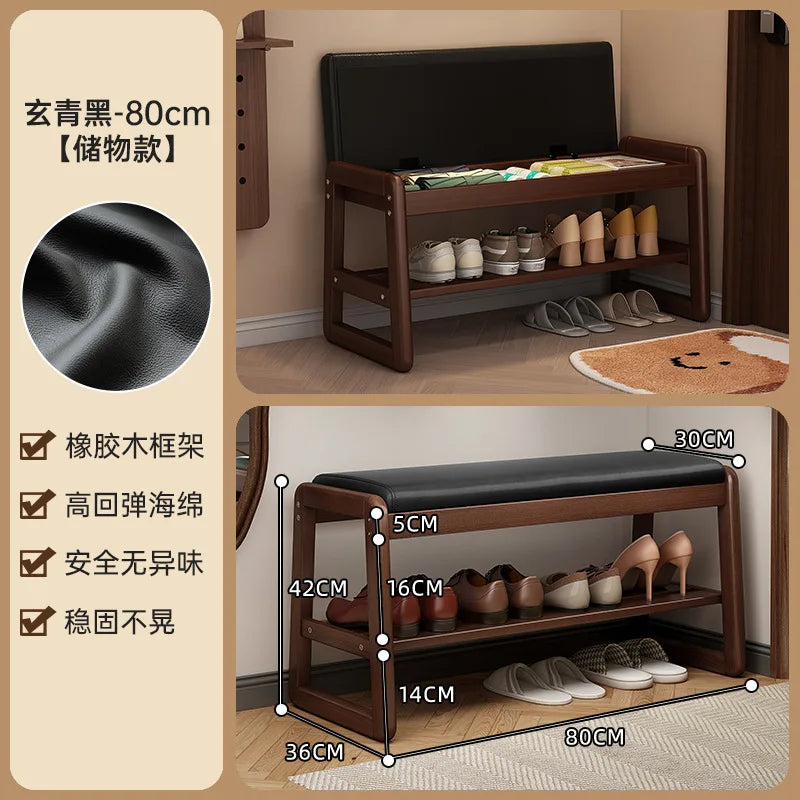 Modern Solid Wood Shoe Bench Entryway Multilayers Storage Stool Luxury Design for Hallway Bedroom Wide and Comfortable