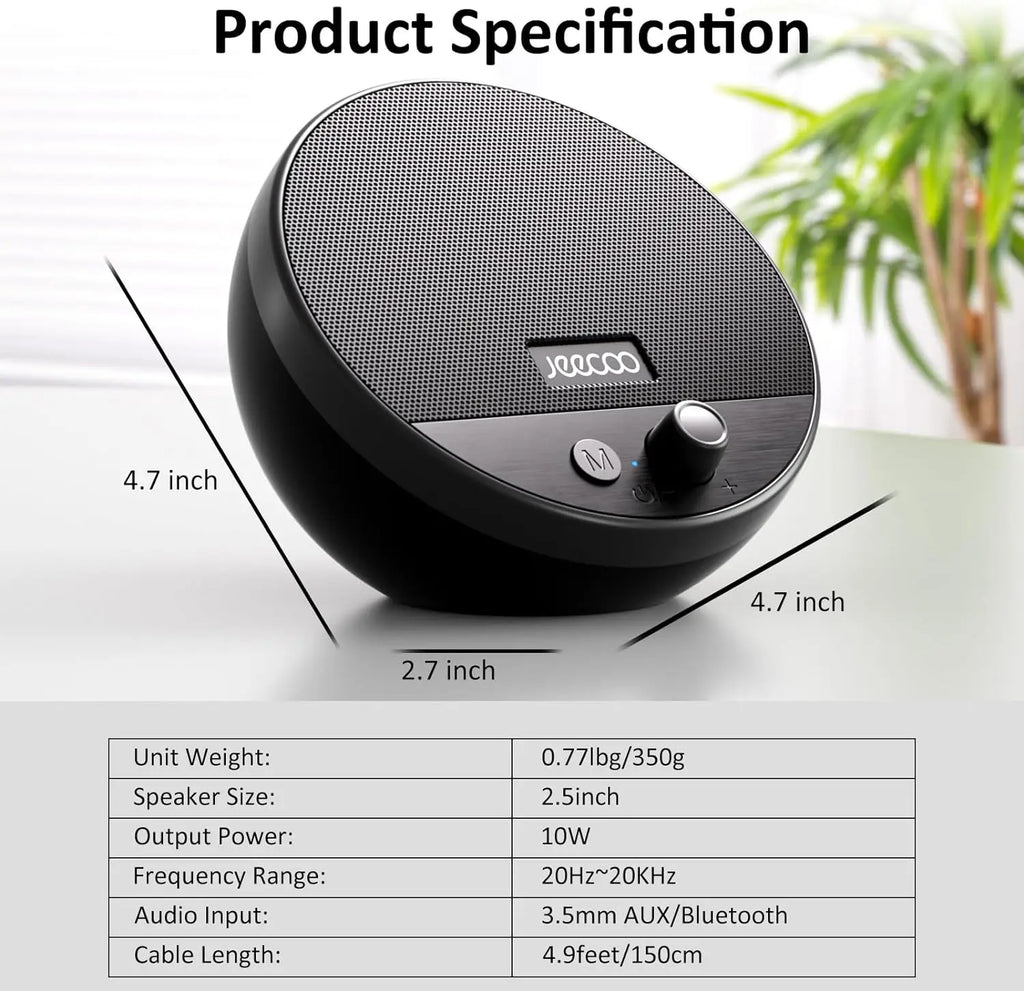 Jeecoo A10 USB Plug-N-Play Laptop Speakers Bluetooth Computer Speakers,Volume Knob Speaker with for PC Desktop&Laptop