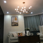 Resin Tree Branch Glass Bubble LED Pendant Chandelier for Retro Home Decor