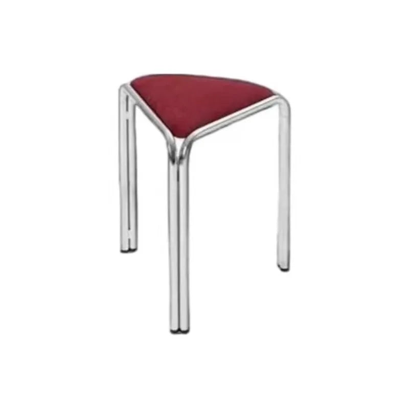 MOMO Bauhaus Antique Vanity Stool - Stainless Steel Triangular Frame Fabric Upholstered Stackable Designer Dining Stool