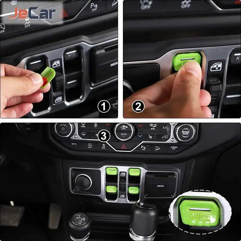 JeCar Window Control Switch Button Decoration Cover Stickers For Jeep Wrangler JL JT Gladiator 2018+ Car Interior Accessories
