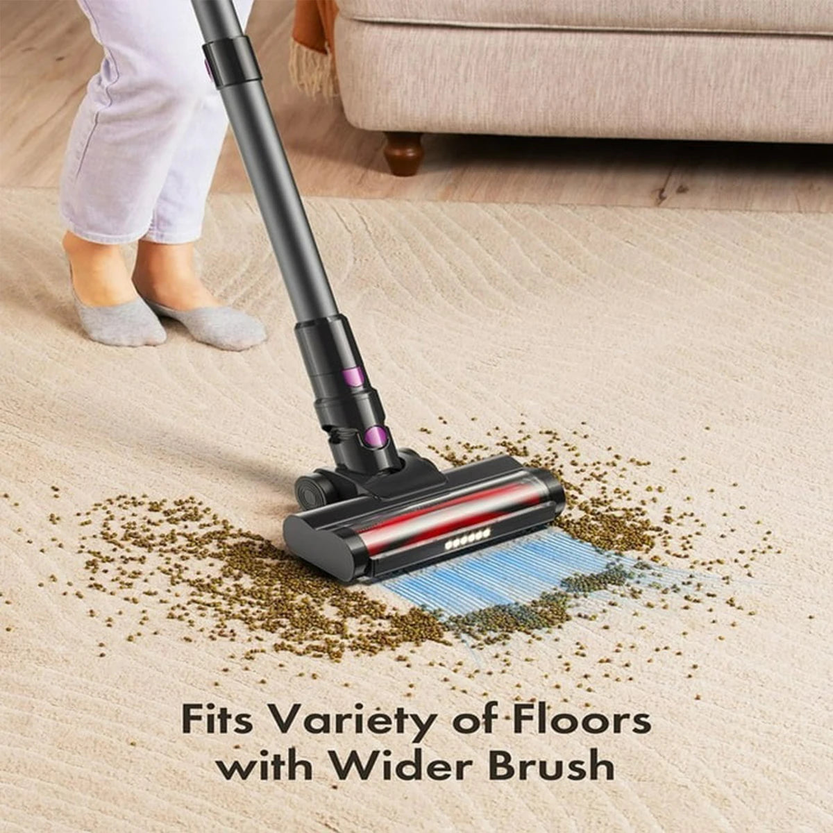 Homeika Cordless Vacuum Cleaner,23KPa 48mins Powerful Suction Vacuum LED Display,Lightweight Stick for HardFloor/Carpet/Pet Hair
