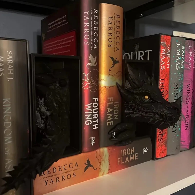 1Pc Gothic Dragon Bookends, 3D Horror Dragon Decorative Bookends Resin Dragon Bookends Creative Sculpture Bookends