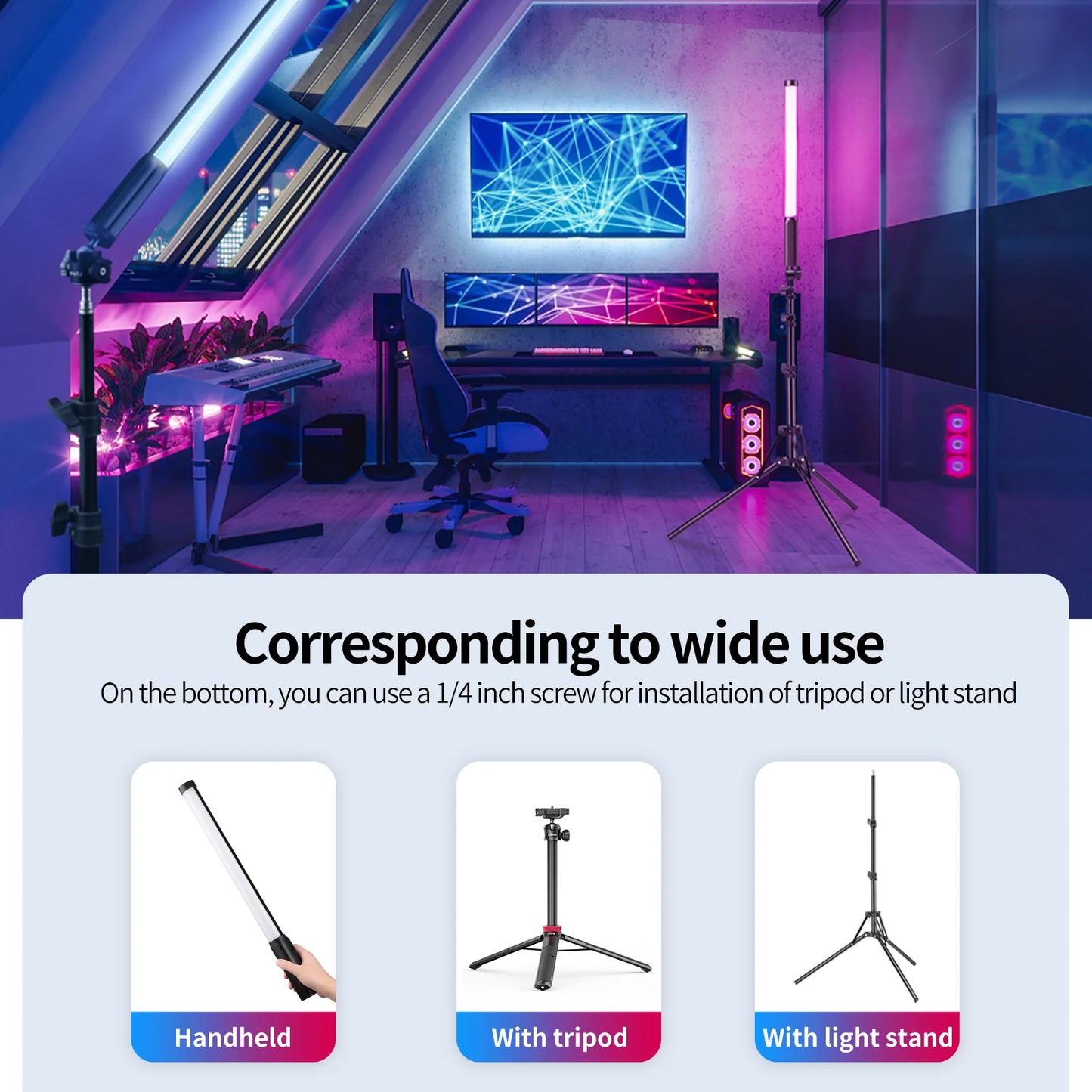 Ulanzi VL119 Colorful Led Stick Light Lamp Handheld RGB Tube Light Wand For Studio Game Room Video Movie Vlog Tiktok Photography