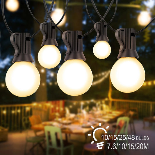 Vintage G40 Frosted Globe String Lights E12 220V EU Warm White 110V US Waterproof Retro Wedding Garden Light New Year's Garland