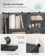 SONGMICS Interlocking Shoe Rack with Doors, 24-Pair 6-Tier Shoe Organizer, Steel Frame and Plastic Shelves