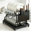 Kitchen Countertop Dish Drain Rack Storage Organizer Multifunctional Dish Rack with Cup Holder Chopsticks Tube