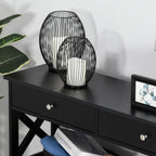 HOMCOM Console Table Side Desk Shelves Drawers Open Top X Support Hallway Black