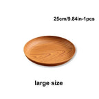 Kitchen Accessories Plastic Wood-Grain Round Tray Imitation Wood Multi-Purpose Tea Tray Dinner Plates Tea Coffee