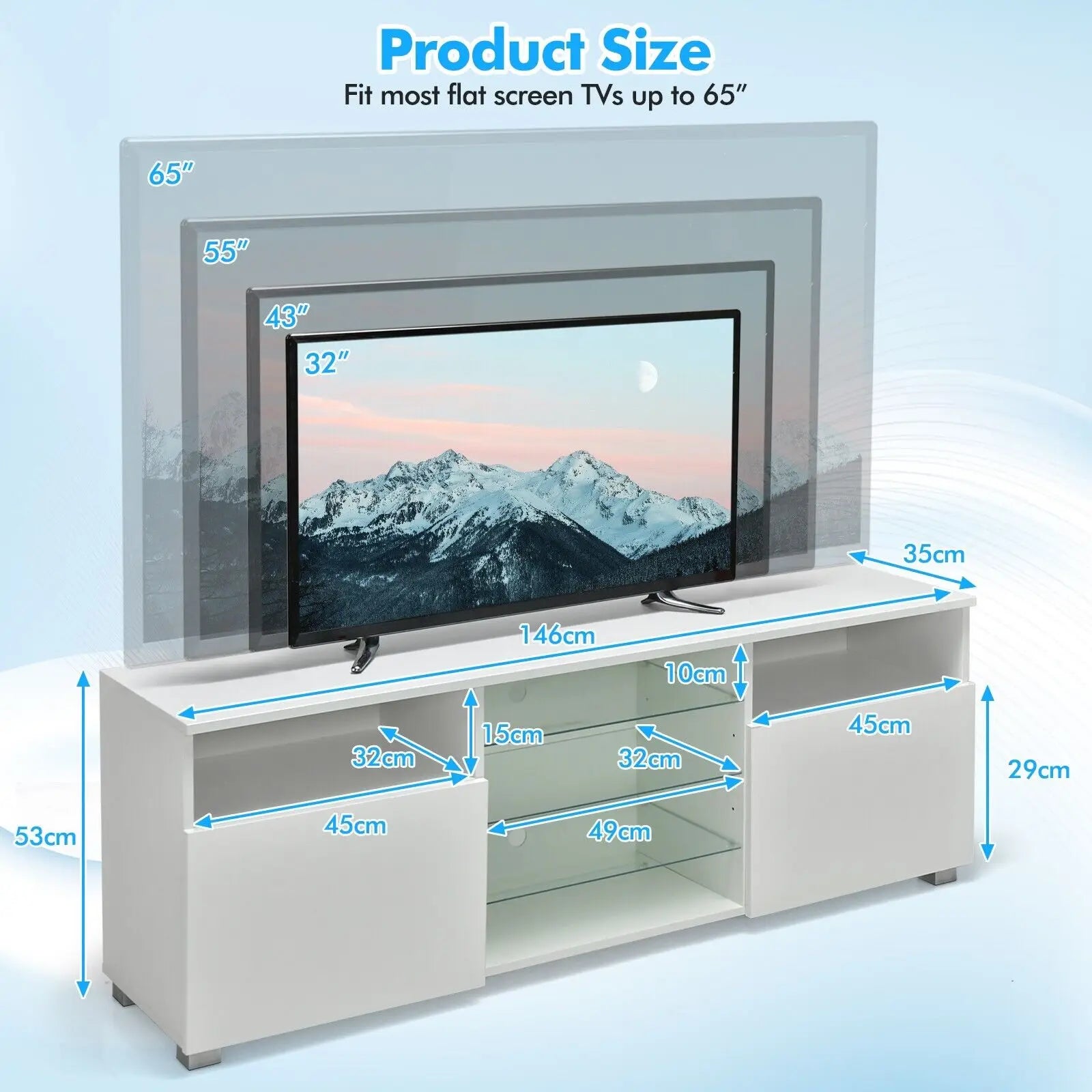 GOFLAME TV Stand Modern Entertainment Center Media Console Table for 65 inch TV