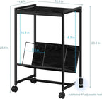 Record player stand, turntable stand with wheels, bedside table, record player table with album storage rack