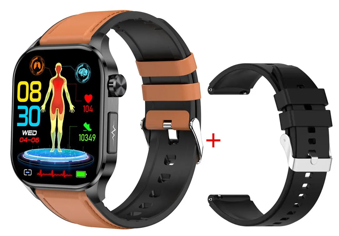 ET580 Smart Watch Men 2.04inch AMOLED Large Screen Bluetooth Call ECG Blood Pressure Oxygen Health Monitor SOS Smartwatch