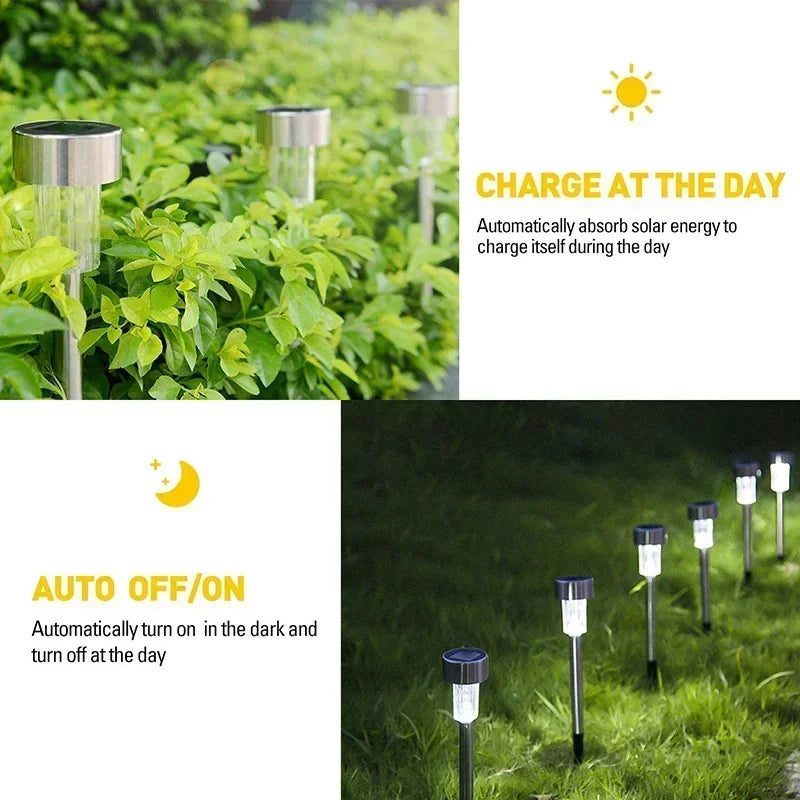 Fairy Light Solar Powered Lamp Outdoor Yard Lawn Decoration 10PCS Stainless Steel Solar Garden Light Lanter Landscape Lighting
