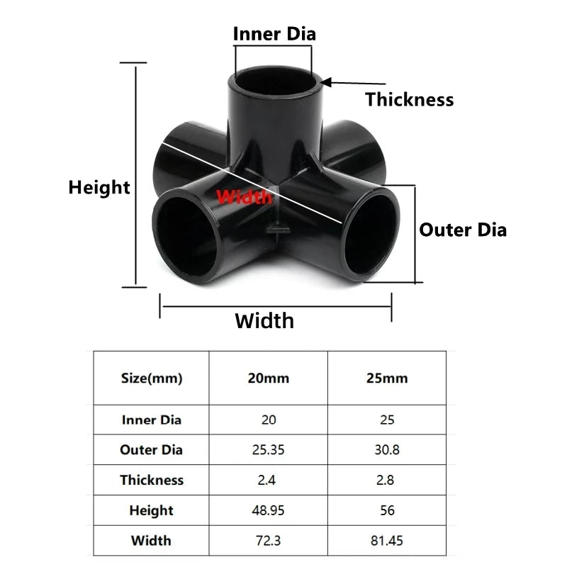20-63mm Black PVC Pipe Connectors Ball valve Three-way Direct Garden Water Aquarium Fish Tank Drainage Tube Fittings Accessories