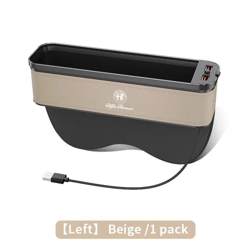 Car USB charging multifunction seat crevice storage box Alfa Romeo 147 156 159 166 Giulia Tonale Stelvio Giulietta Mito Milano