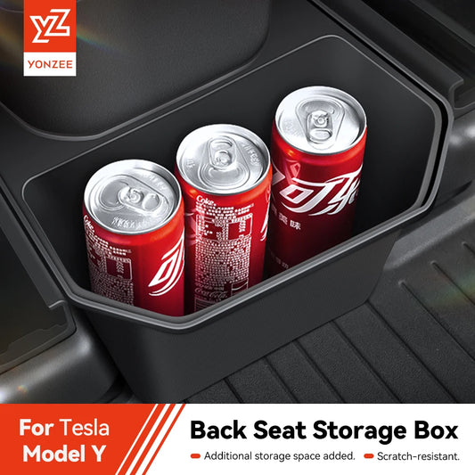 YZ Rear Seat TPE Storage Box For Tesla Model Y Juniper 2021-2025 Under Air Vent Storage Case Trash Can Organizer Car Accessories