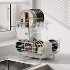 Kitchen Dish Rack with Handle Tableware Draining Basket Cup Plate Storage Organizer Multi-Use Draining And Storage Solution