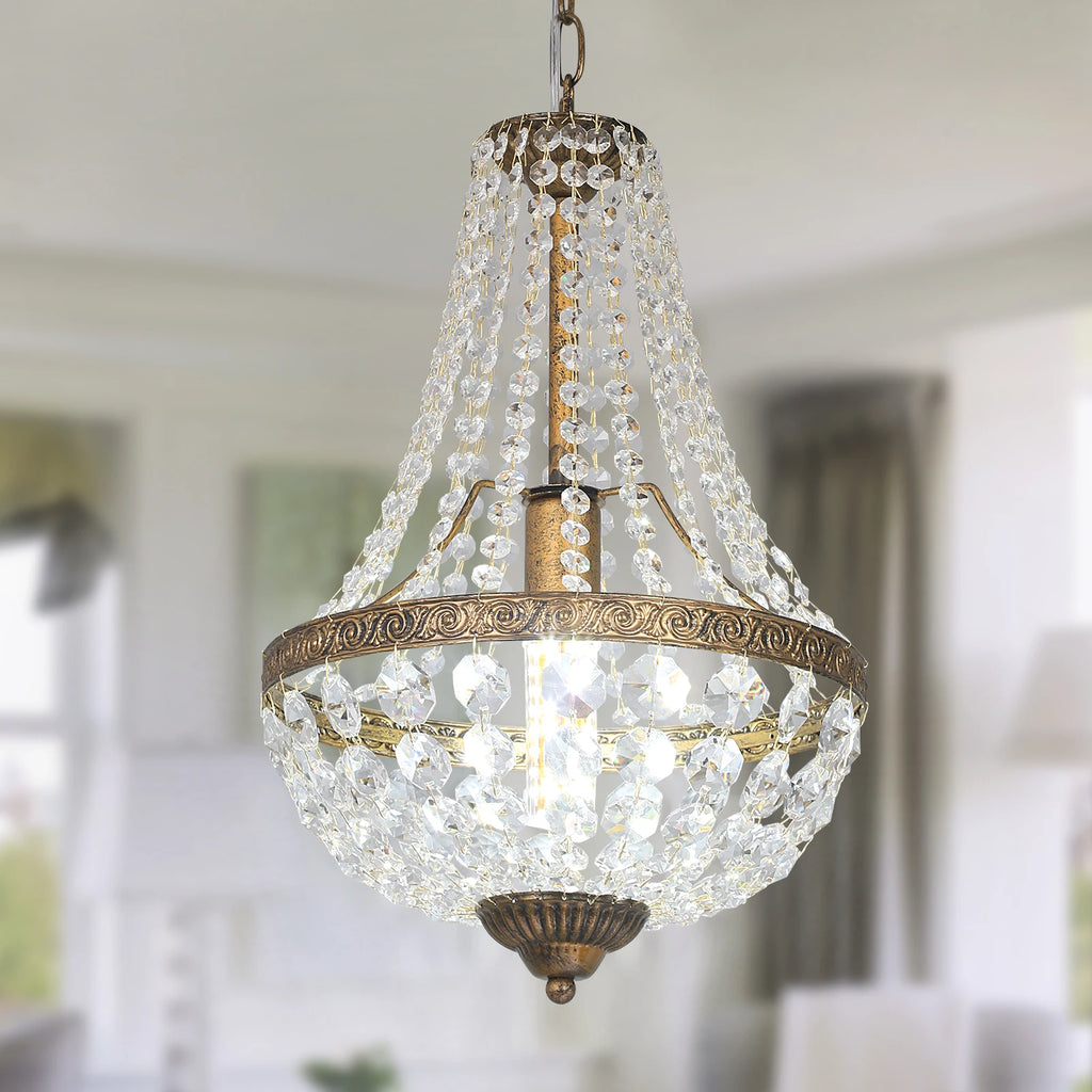 Retro Pendant Light Luxury Crystal Basket Ceiling Lamp Chandelier Led Nordic Dining Living Room Decor Hanging Lustre Fixture