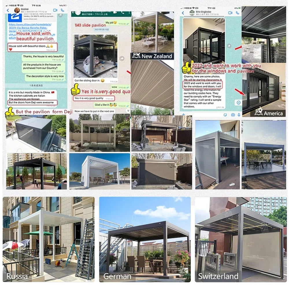 Motorized Opening Roof Waterproof Aluminum Carport Bioclimatic Garden Pergola with Automatic Function and Weather Resistant Desi