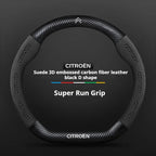 For Citroen C1 C2 C3 C4 C5 C6 VTS Xsara C-Crosser Berlingo Jumpy Carbon fiber Suede Car Steering Wheel Cover Auto Accessories
