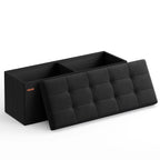 SONGMICS Storage Bench, Foldable Pouffe, 38 x 110 x 38 cm, End of Bed, Footrest, Storage Box, Load up to 300 kg, for Living Room