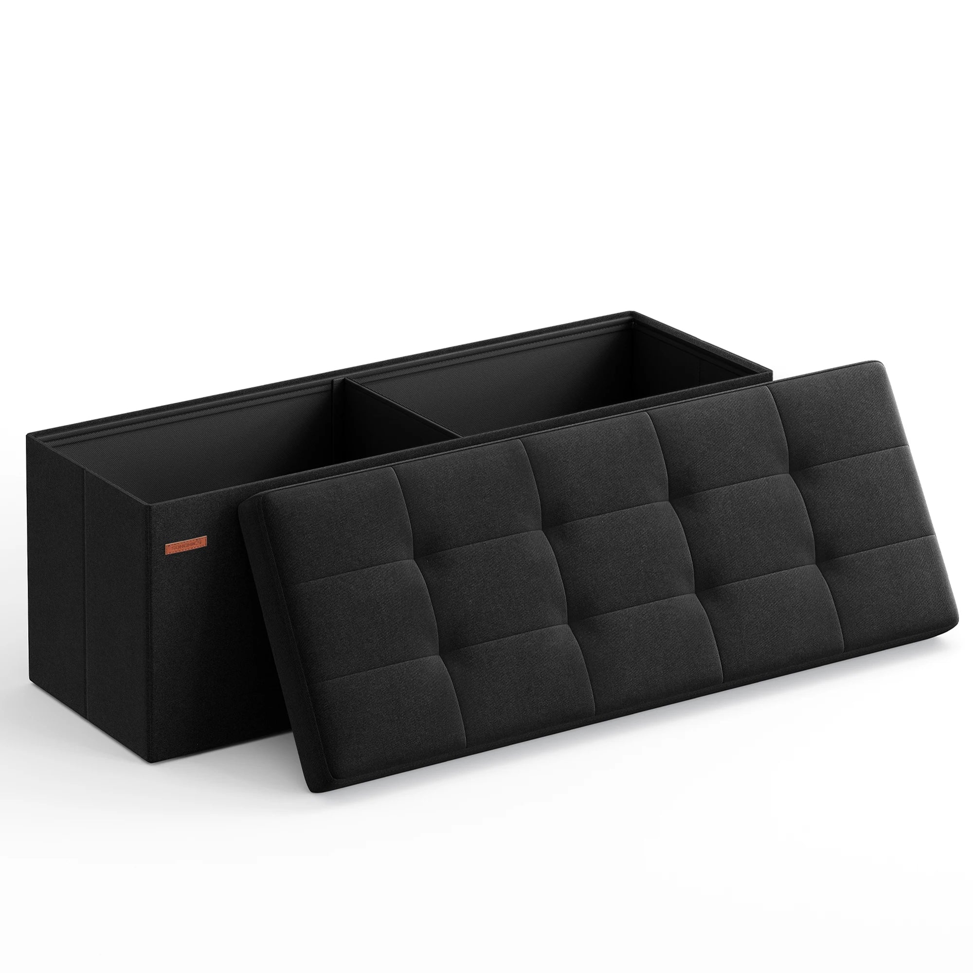 SONGMICS Storage Bench, Foldable Pouffe, 38 x 110 x 38 cm, End of Bed, Footrest, Storage Box, Load up to 300 kg, for Living Room