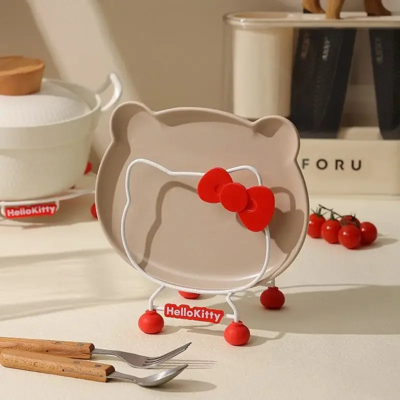 Hello Kitty Storage Rack Cute Multifunctional Plate Storage Rack Kitchen Sitting Style Pot Holder