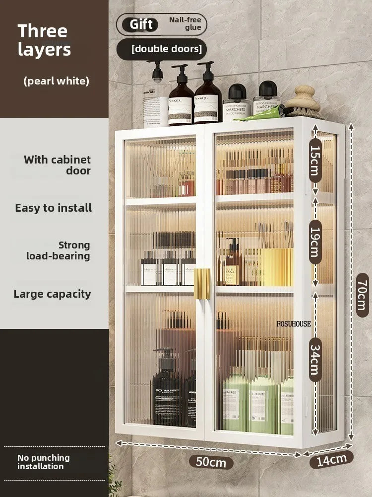 Japanese Acrylic Bathroom Cabinet Wall-mounted Mirror Box Transparent Bathroom Cabinets with Storage Rack Bathroom Furniture