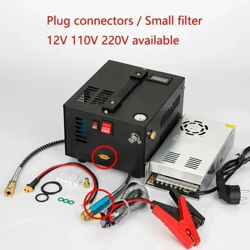 300bar 4500Psi 30Mpa 12V 110V 220V Refilling Air Compressor For Hunting Diving Air PCP Pump Car Pump Compressor Motorcycle Tyre