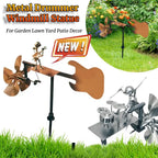 NEW Handmade Metal Drummer Windmill Garden Statue Metal Guitar Wind Spinner Decorative Power Rock Art for Lawn Porch Yard Decor
