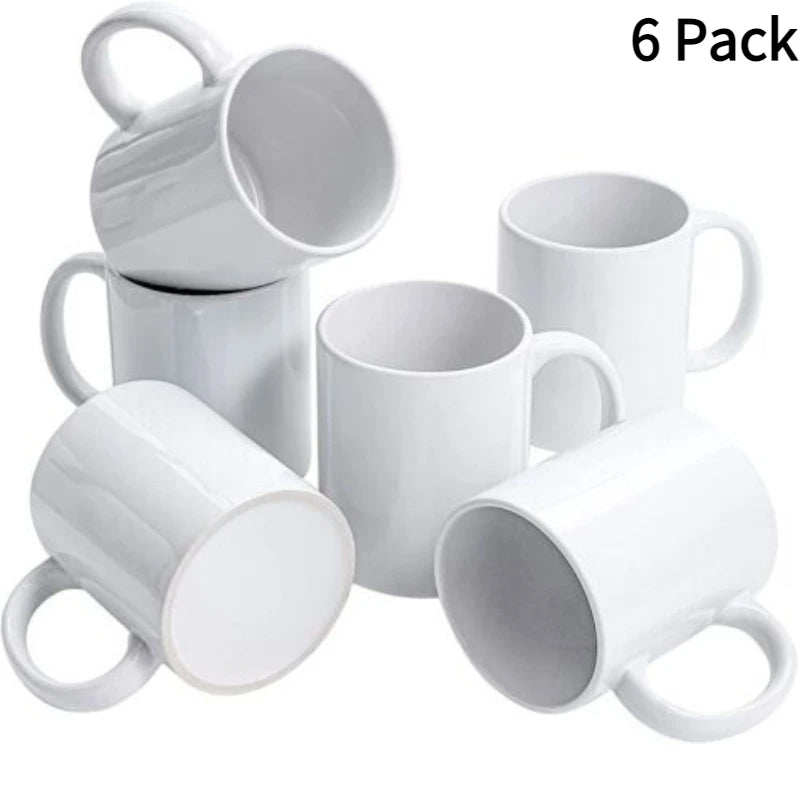 HTVRONT 12/6 Pack 11OZ Sublimation Mugs Sets Classic Blank Drinking Cups with Handles DIY Coffee Mug Gift for Sublimation Paper