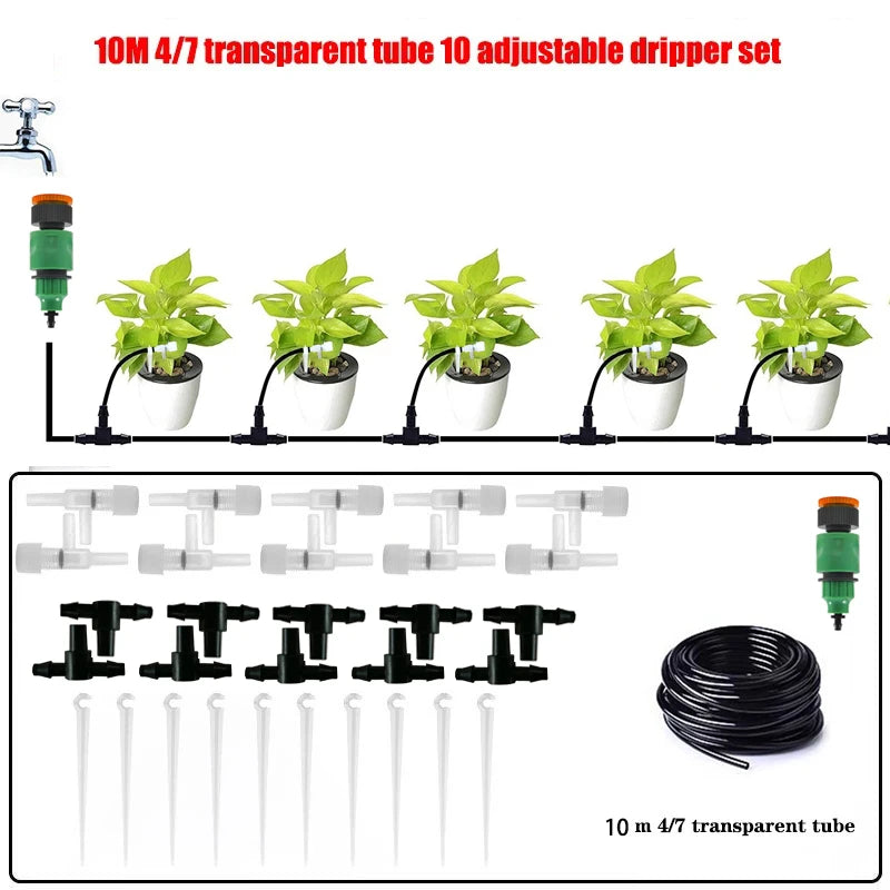 5-20m Garden Drip Irrigation Kit with Regulating valve Potted Plant Watering Device 4/7mm Hose Watering Micro Dripper Greenhouse