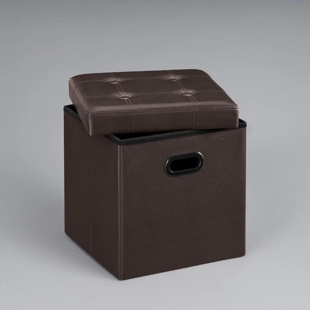 SONGMICS 15 Inches Ottoman with Storage,660 lb Load Capacity,  Footstool, Storage Ottoman , Synthetic Leather, for Dorm Room