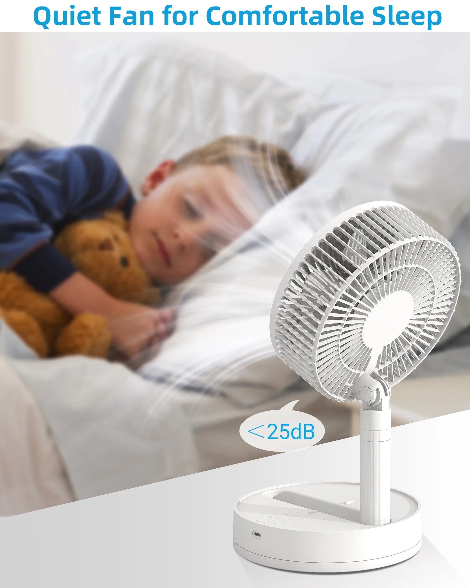 KASYDoFF Portable Oscillating Desk Fan, 8 Inch＆ 5400mAh USB Battery Op