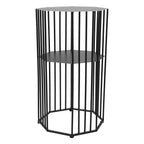 2‑Layer Wrought Iron Side Table End Sofa Table Storage Shelf for Living Room Black End Table Sofa Table Home Table Side Table