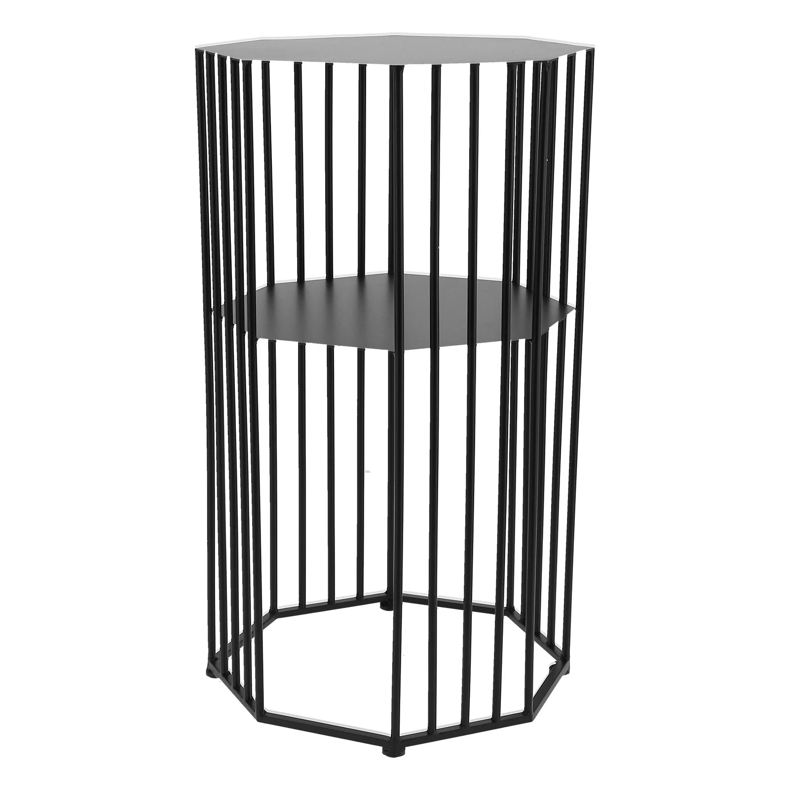 2‑Layer Wrought Iron Side Table End Sofa Table Storage Shelf for Living Room Black End Table Sofa Table Home Table Side Table