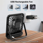 Desk Fan, Portable USB Rechargeable Fan, 180° Tilt Folding Personal Fa