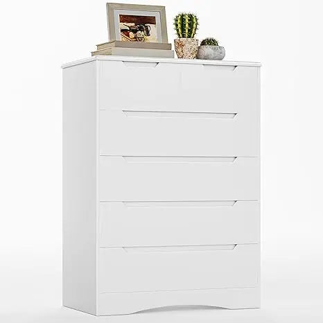 6 Drawer Dresser, Chest of Drawers with Large Storage, White Dressers for Bedroom, Tall Dresser and Organizer with Anti-Trippin