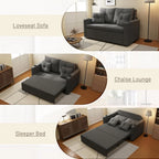 3-in-1 56" Convertible Sofa Bed: Loveseat Sleeper with Cup Holders, USB – Living Room, Bedroom, Apartment