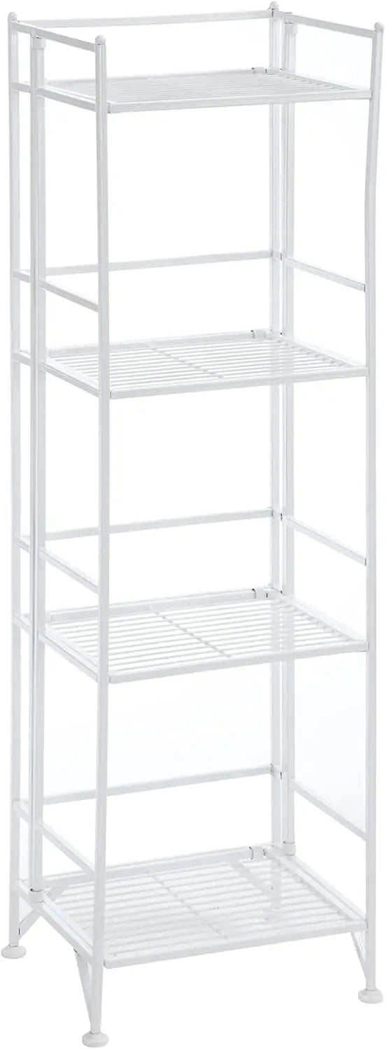 Xtra Storage 4 Tier Folding Metal Shelf, White